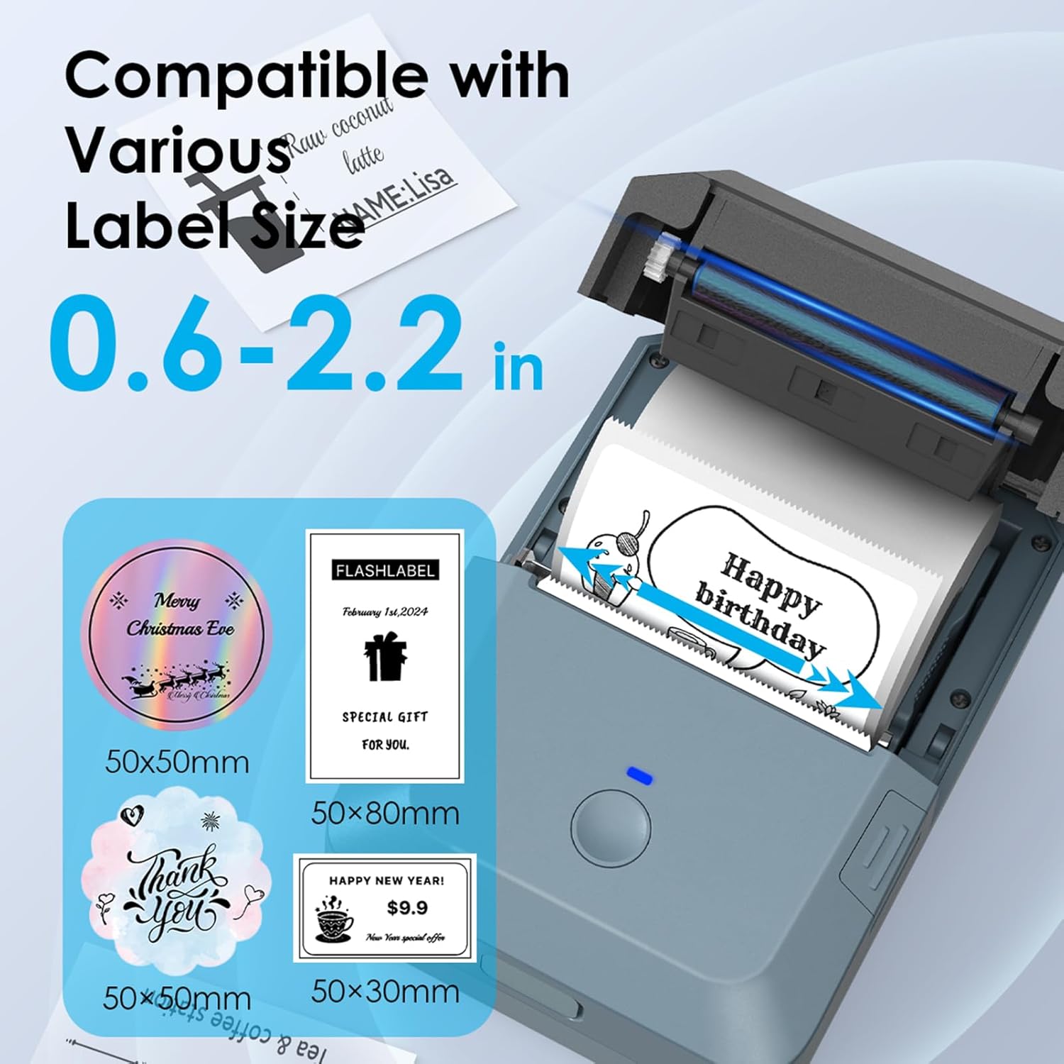 Bluetooth Label Maker Machine with Tape, Y50P Portable Thermal Sticker Maker for Home Office, Small Bussiness & School – Logo Stickers Printer – Includes 230 Labels, Black