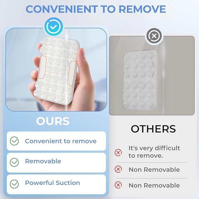 for MagSafe Suction Mount - 29 Silicone Suction Cup Phone Mount with Magnetic Phone Grip, for iPhone 12/13/14/15/16 Series, Hands-Free Sticky Grip for TikTok/Instagram, Transparent