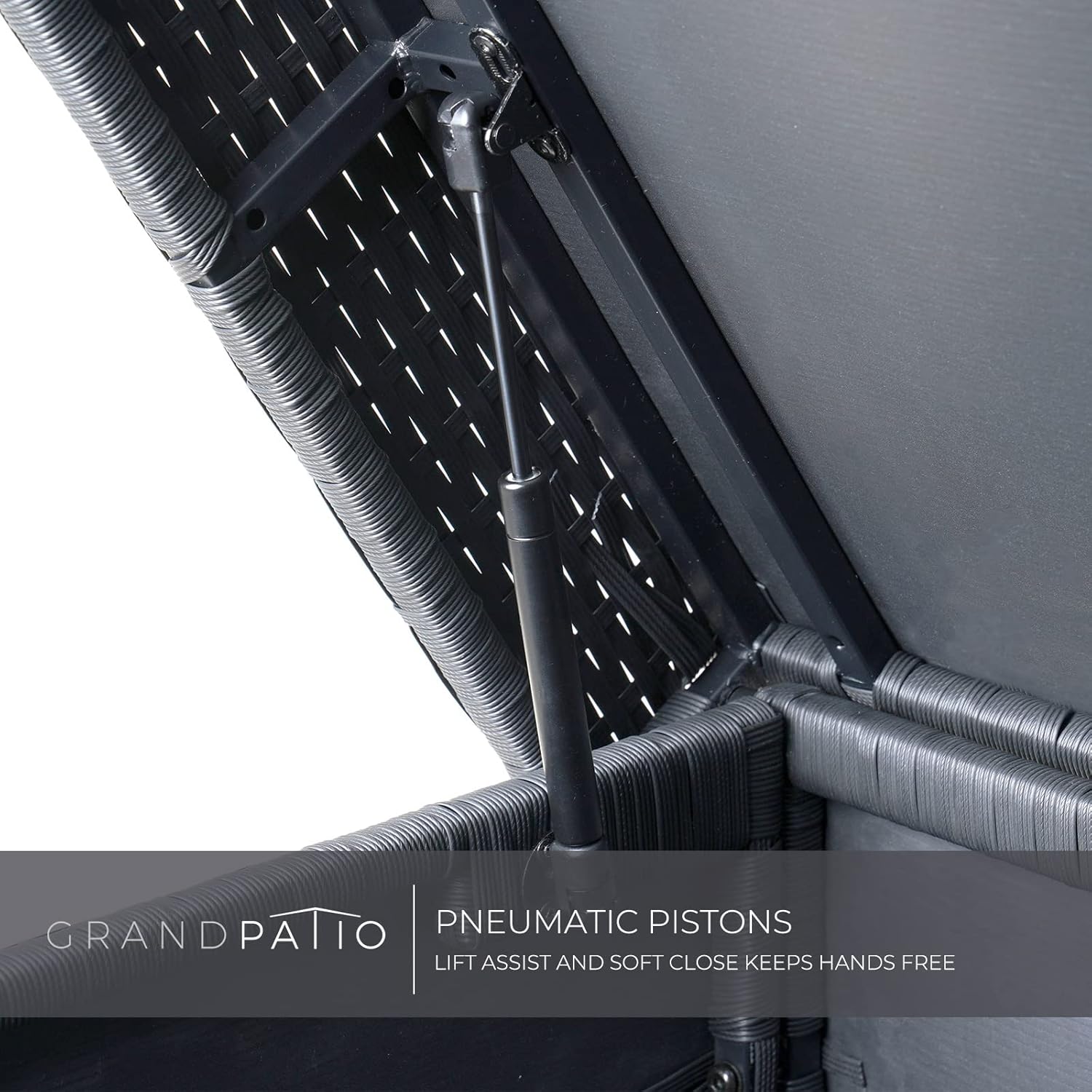 Grand patio 170 Gallon Deck Storage Box Deck Box Outdoor Storage Box Indoor Wicker Storage Bin Patio Storage Box for Patio Furniture Cushions Garden Tools Pool Accessories, Black