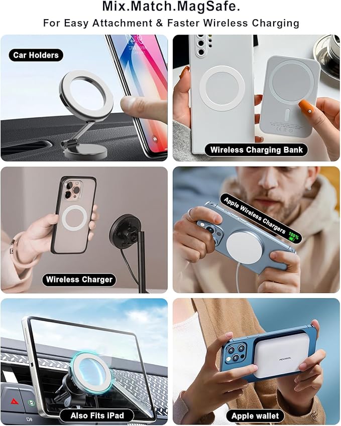 Magnetic Adapter Rings,Compatible with Kindle Pop Socket Magnetic,for Magsafe Accessories & Wireless Charging for iPhone 15/14/13/12 Mini Plus Pro Max/Pixel 8/ S24 Ultra/ S23 and More