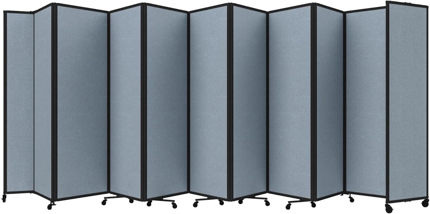 Versare Room Divider 360 Portable Wall Partition | Folding Panels | Large Freestanding Divider | Locking Wheels | Temporary Room Separator