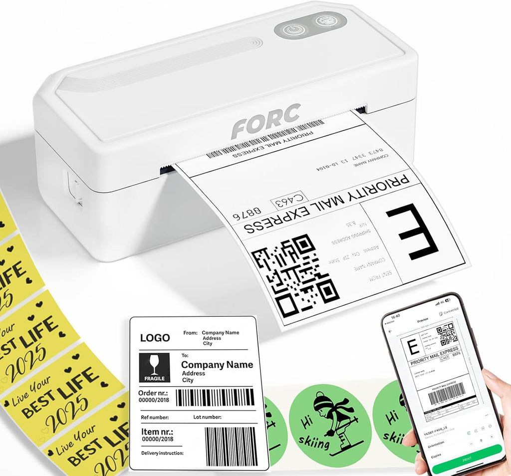 Forc Shipping Label Printer,4X6 Thermal Label Printer for Small Business & Office Package,Compatible with Android, iOS, Windows and Mac, Widely Used for Amazon,UPS,Etsy,USPS