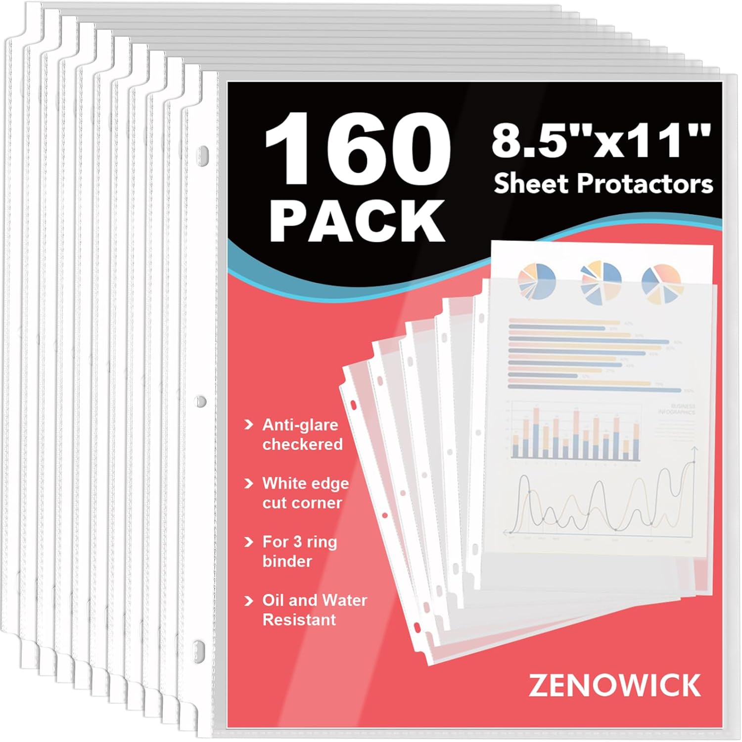160 Pack Sheet Protectors 8.5 x 11 inch Clear Page Protectors for 3 Ring Binder, Plastic Sleeves for Papers, Document