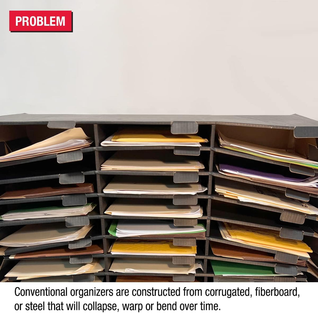 Ultimate Office TierDrop Desktop Organizer Document, Forms, Mail, and Classroom Sorter with Optional Add-On Tiers for Easy Expansion (Gray w/Black, 6-Compartment Unit)