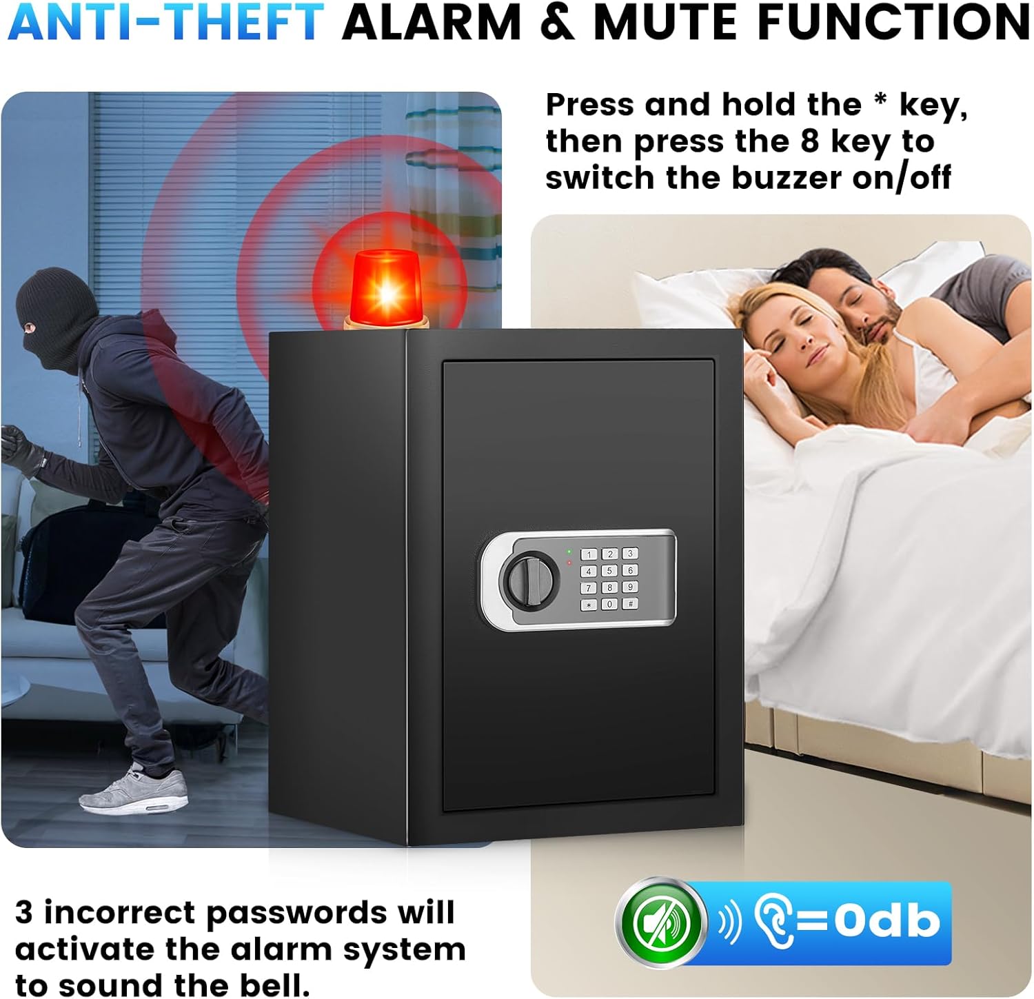 1.8 Cuft Safes for Home, Fireproof Safe Box, Home Safes Fireproof Waterproof with Electronic Keypad, Spare Key, Smart Alert, Security Fire Proof Safe for home documents Money Medicine