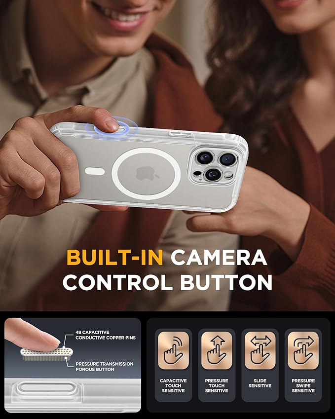 Miracase Magnetic for iPhone 16 Pro Case Full-Body Phone with Built-in Glass Screen Protector, [Compatible with MagSafe] Military Drop Proof 16 Pro Cover Bumper 6.3 inch, Matte Clear