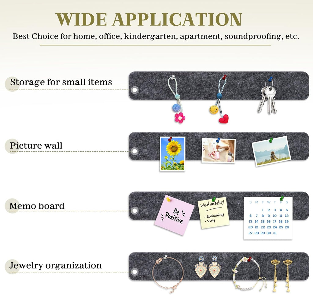 DOLLAR BOSS Bulletin Board Cork Strips for Walls-13x2 Inch, 1/2 Inch Thick, Adhesive Frameless Cork Board for Office, Home & School with 30 Push Pins, Grey