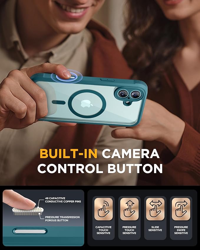 Miracase Magnetic for iPhone 16 Plus Case Full-Body Phone with Built-in Glass Screen Protector, [Compatible with MagSafe] Military Drop Proof 16 Plus Cover Bumper 6.7 inch, Green