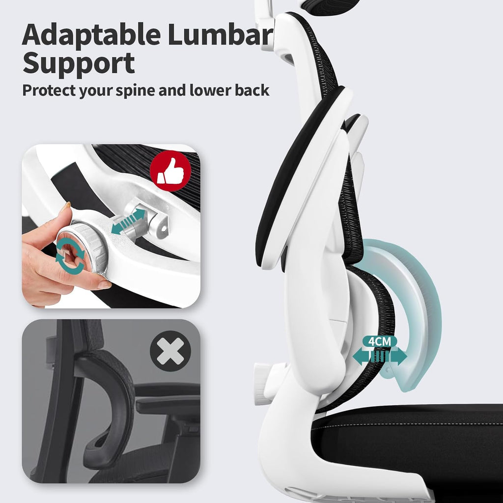 TRALT Office Chair Ergonomic Desk Chair, 330 LBS Home Mesh Office Desk Chairs with Wheels, Comfortable Gaming Chair, High Back Office Chair for Long Hours (Black & White)