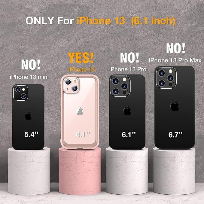 Miracase Compatible with iPhone 13 case 6.1 inch, [Glass Instead Plastic] with Built-in 9H Tempered Glass Screen Protector for iPhone 13,2023 Upgrade Full-Body Glass Clear Case,Crystal Pink