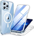 Miracase Magnetic for iPhone 13 Pro Max Case 6.7 inch, (Compatible with MagSafe) Upgrade Full-Body Clear Phone Bumper Case with Built-in 9H Tempered Glass Screen Protector, Magnetic Clear