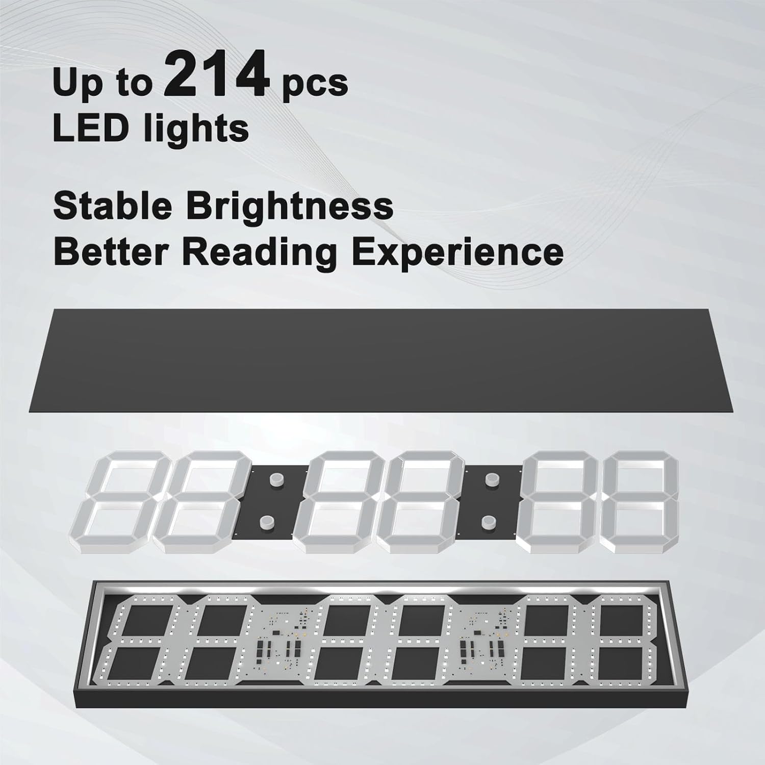 Digital Wall Clock, Oversize Digital Clock with Auto Dimmer, Huge Countdown Timer with Remote Control, 27" Wide Led Display, 6 Digits, Wall Mount, Date and Temperature（Yellow）