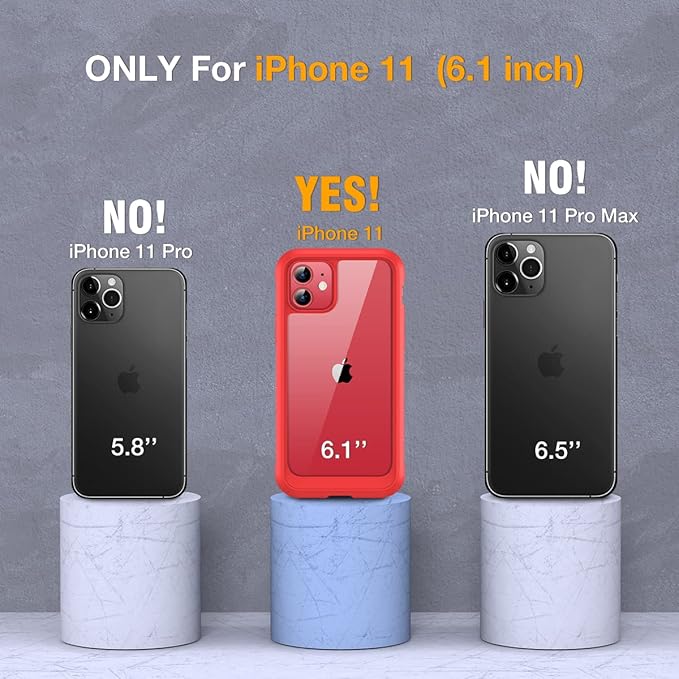 Miracase Glass Series for iPhone 11 Case 6.1 inch, Upgraded Full-Body Rugged Phone Bumper Case Cover with Built-in 9H Tempered Glass Screen Protector and Camera Protector, Red