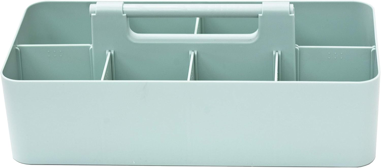 -Large Portable Caddy, DIY Dividers, 8 Compartments, School Office Supplies Home Business Organizer,Portable Basket with Handle Storage Organizer Modern Made in USA (4 PACK, Mint)