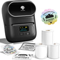Phomemo M110 Label Printer - Bluetooth No Ink Printer with 3 Tapes, Mini Portable Barcode Label Printer for Retail, Address, Barcode, Home, for PC/Mac, iOS/Android, Ebony Black