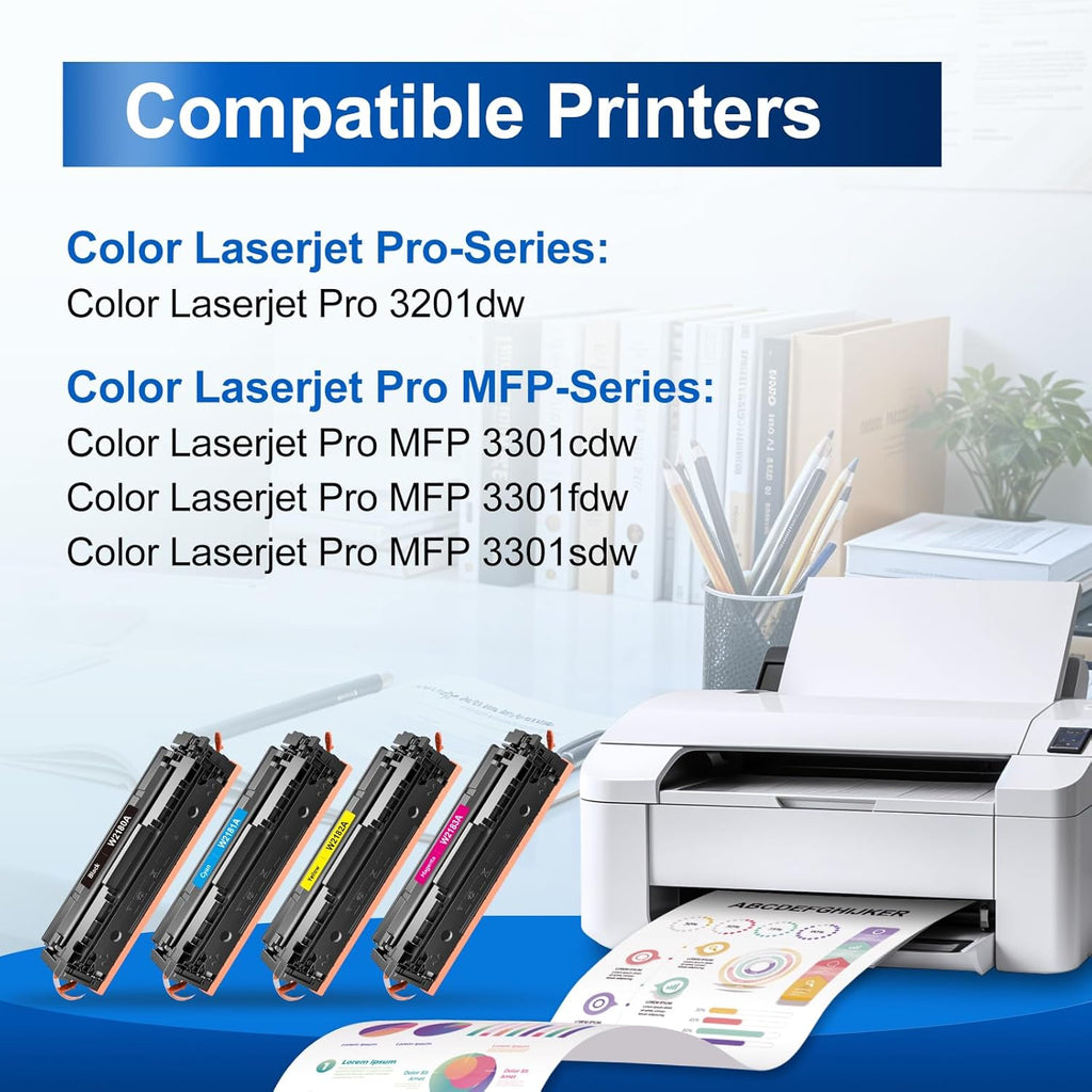 InkNI 218A Toner Cartridges 4 Pack (No Chip) Replacement for HP 218A W2180A for HP 218X for HP Color Laserjet Pro MFP 3301FDW 3201DW 3301SDW 3301CDW Printer Ink W2180X High Yield (4 Pack, B/C/Y/M)