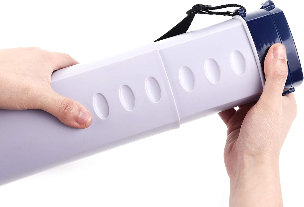 2-Pack Extendable Poster Tubes Expand from 24.5” to 40” with Shoulder Strap | Carry Documents, Blueprints, Drawings and Art | Creamy White and Violet Portable Round Storage Cases with Lids and Labels