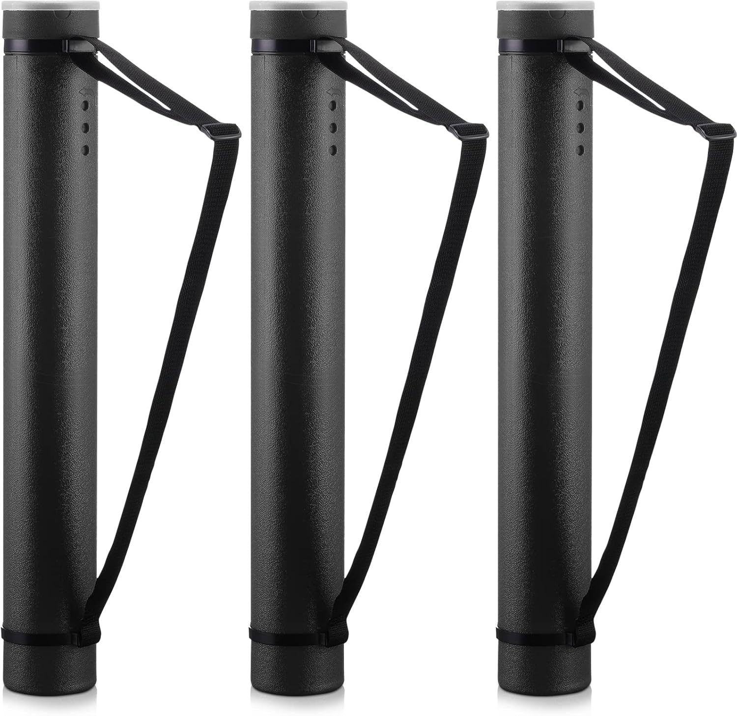 3 Pcs Extendable Poster Tubes Plastic Poster Document Storage Tube with Carrying Strap 24-40 Inch Expanding Blueprint Holder Telescoping Tube with Cap Waterproof Art Poster Tubes (Black)
