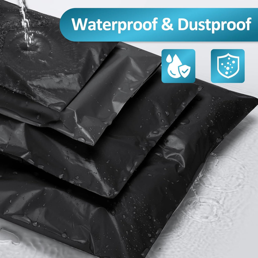 UCGOU 60 Pack Black Poly Mailers Variety Size Pack, 6x9 Inch & 9x12 Inch & 10x13 Inch & 12x15.5 Inch & 14.5x19 Inch, 12 PCS Each Bag, Self-sealing Adhesive Mailers Assorted Sizes for Small Business