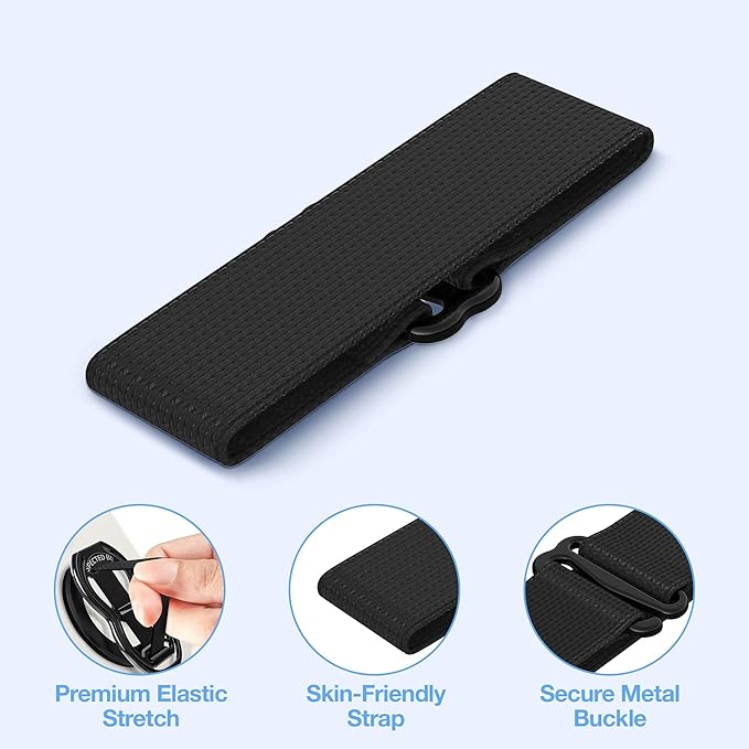 RESPECTED-BRO-Magnetic-Phone-Grip-Stand-with-Finger-Strap, 4-in-1 Magnetic Ring Holder, Kickstand and Elastic Strap for Smartphones, Universal Fit for iPhone, Android, and Cases (Black Elastic Strap)