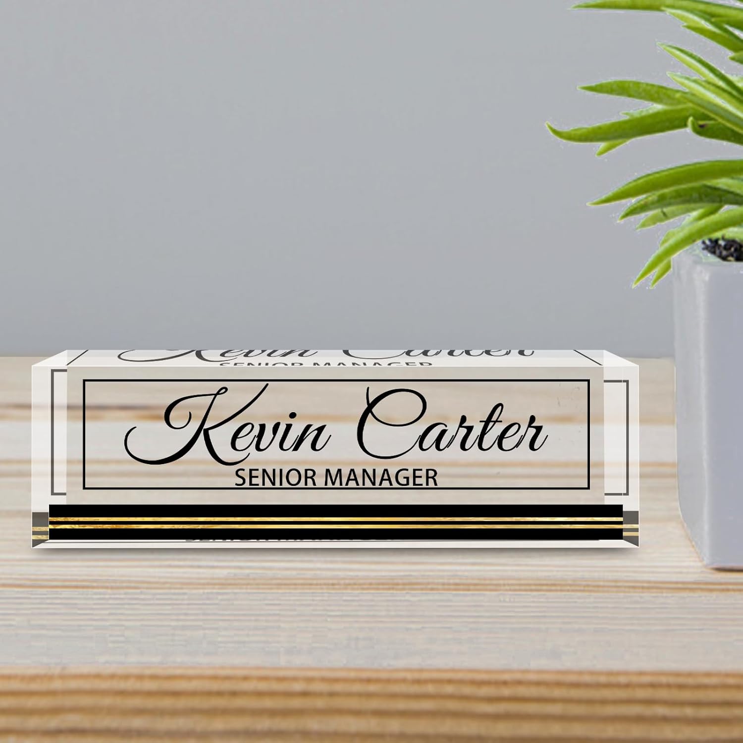 Name Plate for Desk Personalized, Acrylic Desk Decorations, Employee Appreciation Gifts, Custom Office Gifts for Coworkers, Boss, Teacher, Nurse (Business Black)