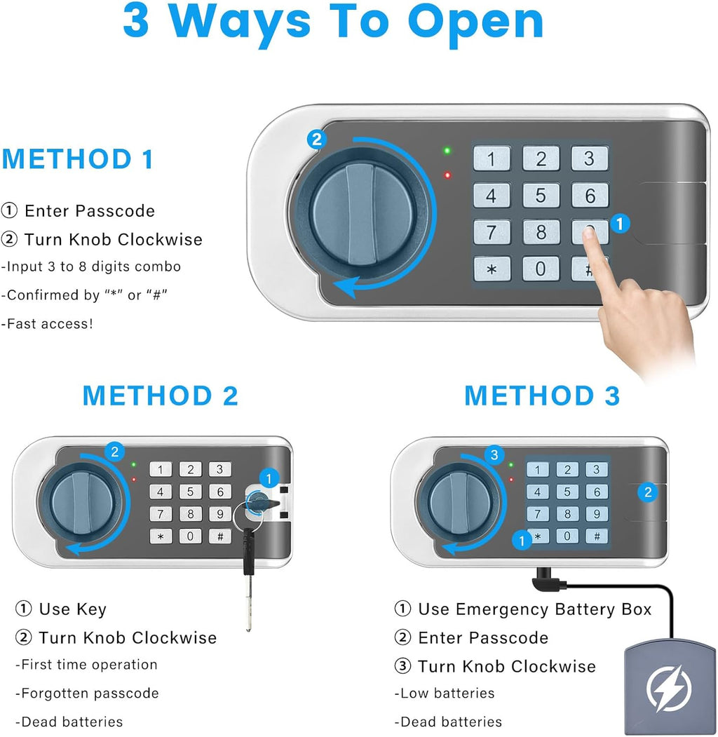 4.3 Cuft Large Home Safe, Safe Box with Fireproof Waterproof Bag, Anti-theft Digital safety Box with Programmable Keypad Keys, Smart Alert, Mute Mode, Security Safes for Documents Valuables