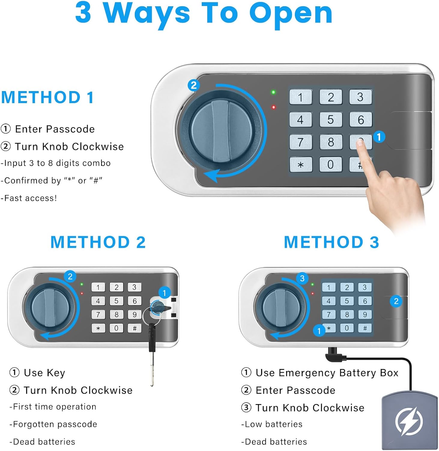 4.3 Cuft Large Home Safe, Safe Box with Fireproof Waterproof Bag, Anti-theft Digital safety Box with Programmable Keypad Keys, Smart Alert, Mute Mode, Security Safes for Documents Valuables