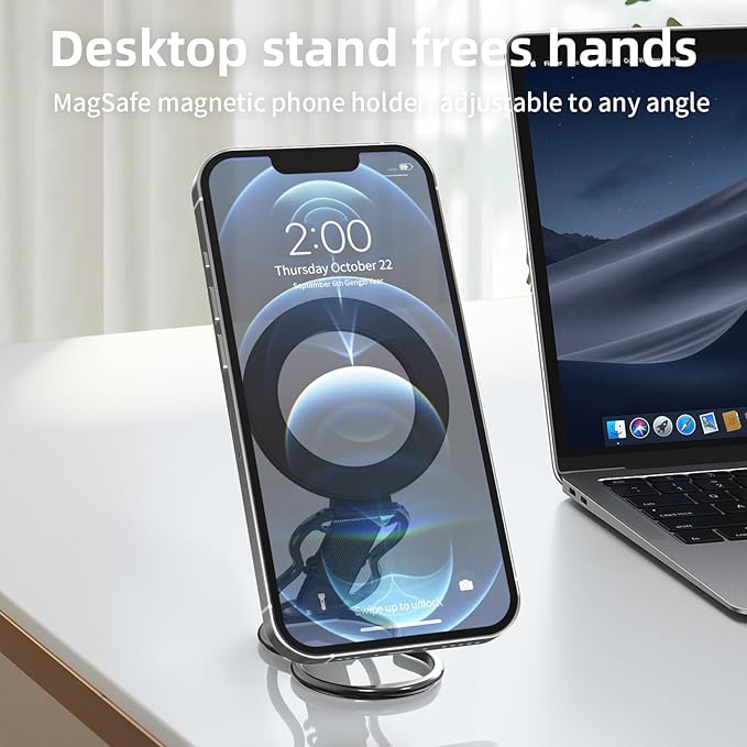 RESPECTED-BRO-Magnetic-Phone-Grip-Stand-with-Finger-Strap, 4-in-1 Magnetic Ring Holder, Kickstand and Elastic Strap for Smartphones, Universal Fit for iPhone, Android, and Cases (Black)