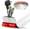 Floor Cord Cover Self Adhesive Cord Hider,10FT Cable Management, Extension Strip Protector for Wires, Prevent Cable Trips for Offices, Gyms, Exhibitions Cavity:0.51"(W) x 0.3"(H) White