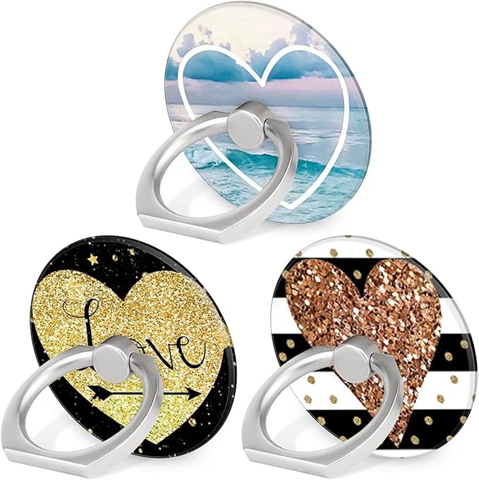 Bonoma Phone Ring Holder, 3 Pack Universal Finger Ring Stand Grip Kickstand Ring for All Smartphones (Love)
