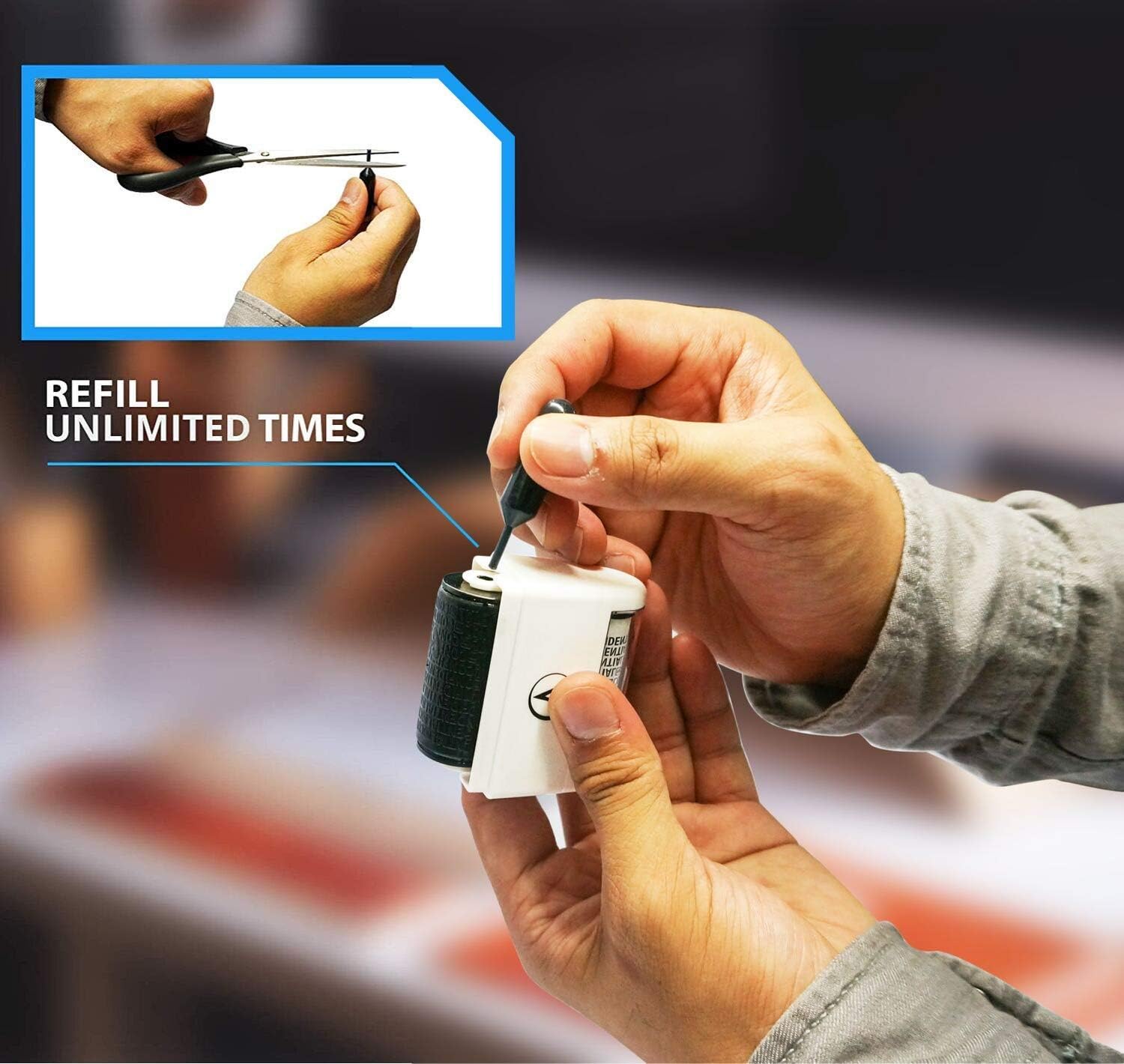 Vantamo Identity Theft Protection Roller Stamp for Hiding Sensitive Information, Wide Confidential Stamp with 3 Ink Refill, Security Stamp Roller for Identity Theft Prevention, Classy White