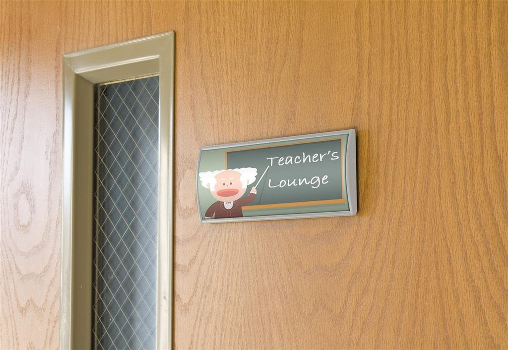 Set of 5, Wall Signs for 3 x 9-Inch Graphics, Horizontal Or Vertical Mount, Non-Glare Lens, Front Loading, Includes Double-Sided Adhesive Tape for Easy Installation, Silver Anodized Aluminum