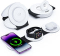 Hicober 3 in 1 Charging Station for Apple Multiple Devices, Foldable Travel Wireless Charger 18W for iPhone 16 15 14 13 Pro Max Plus &Apple Watch Series/Airpods Black&White