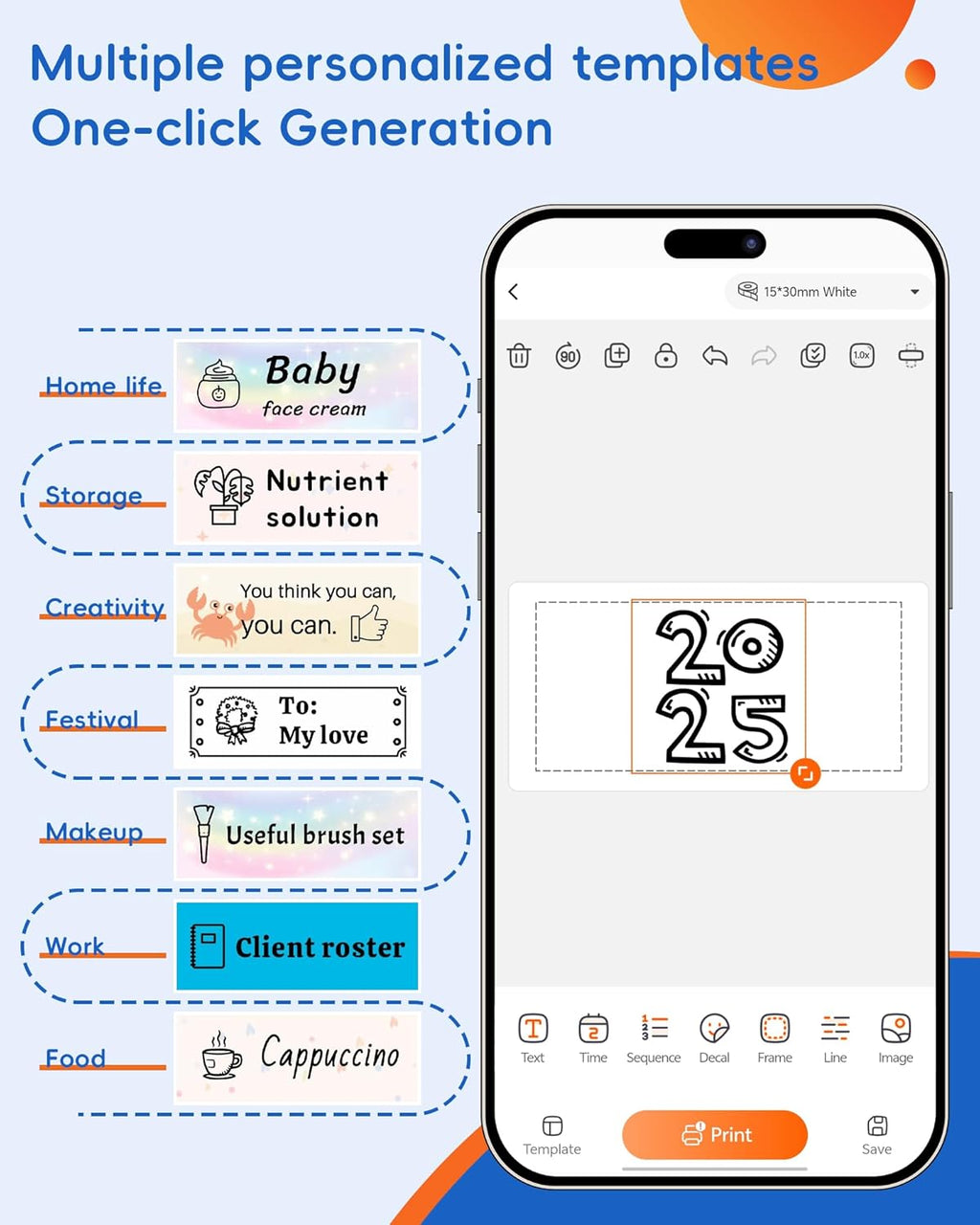 Label Maker Machine with 3 Tapes, D11s Bluetooth Label Maker Waterproof Labels, Portable Mini Label Printer with Various Templates for Home Office School, Blue
