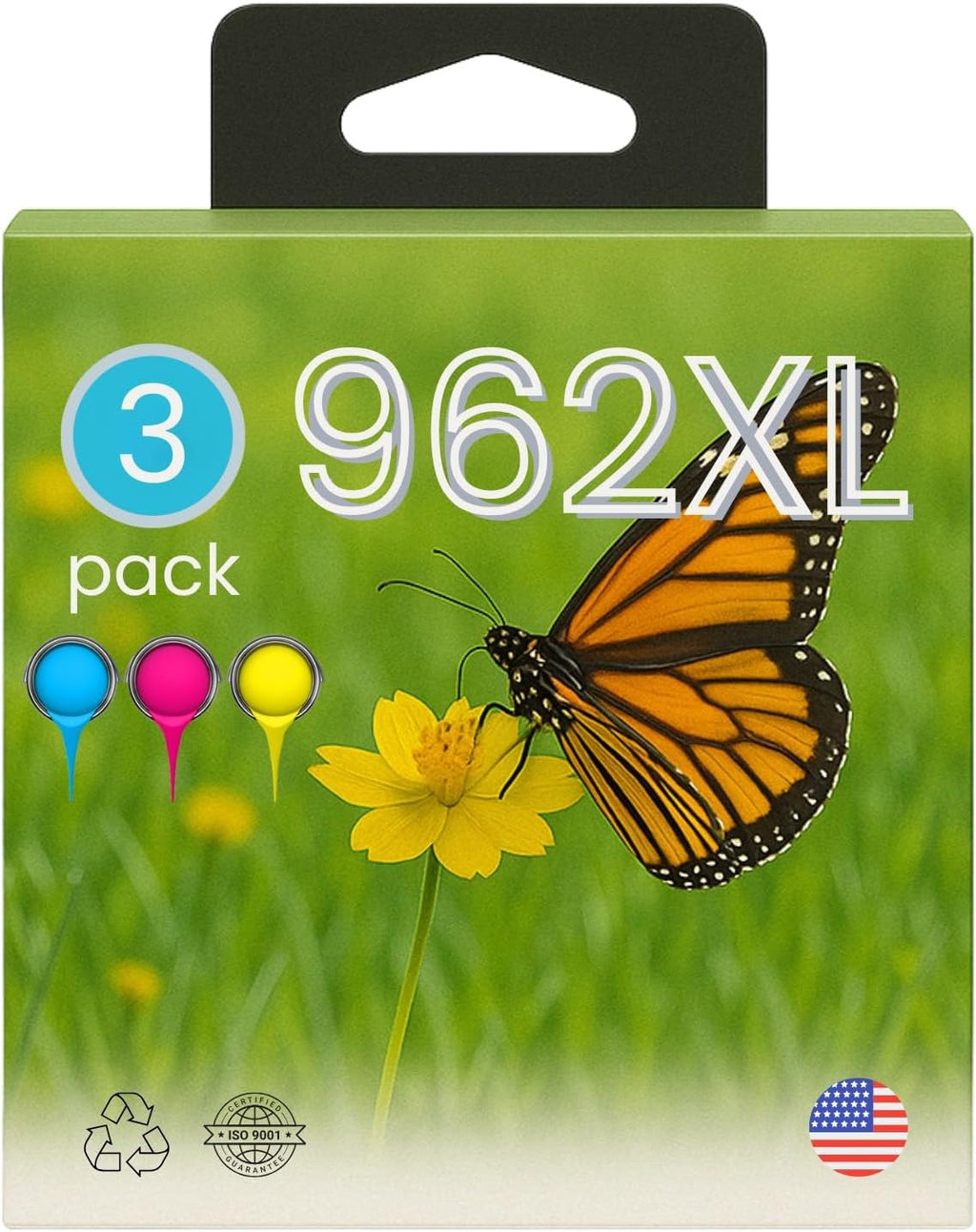 AMAZINK 3 Pack Compatible Inkjet Cartridges Pack 962XL. Includes Cyan, Magenta and Yellow Cartridges. Works Well with Officejet pro 9015e, 9025e, 9010, 9020, 9012, 9013, 9014 Printers