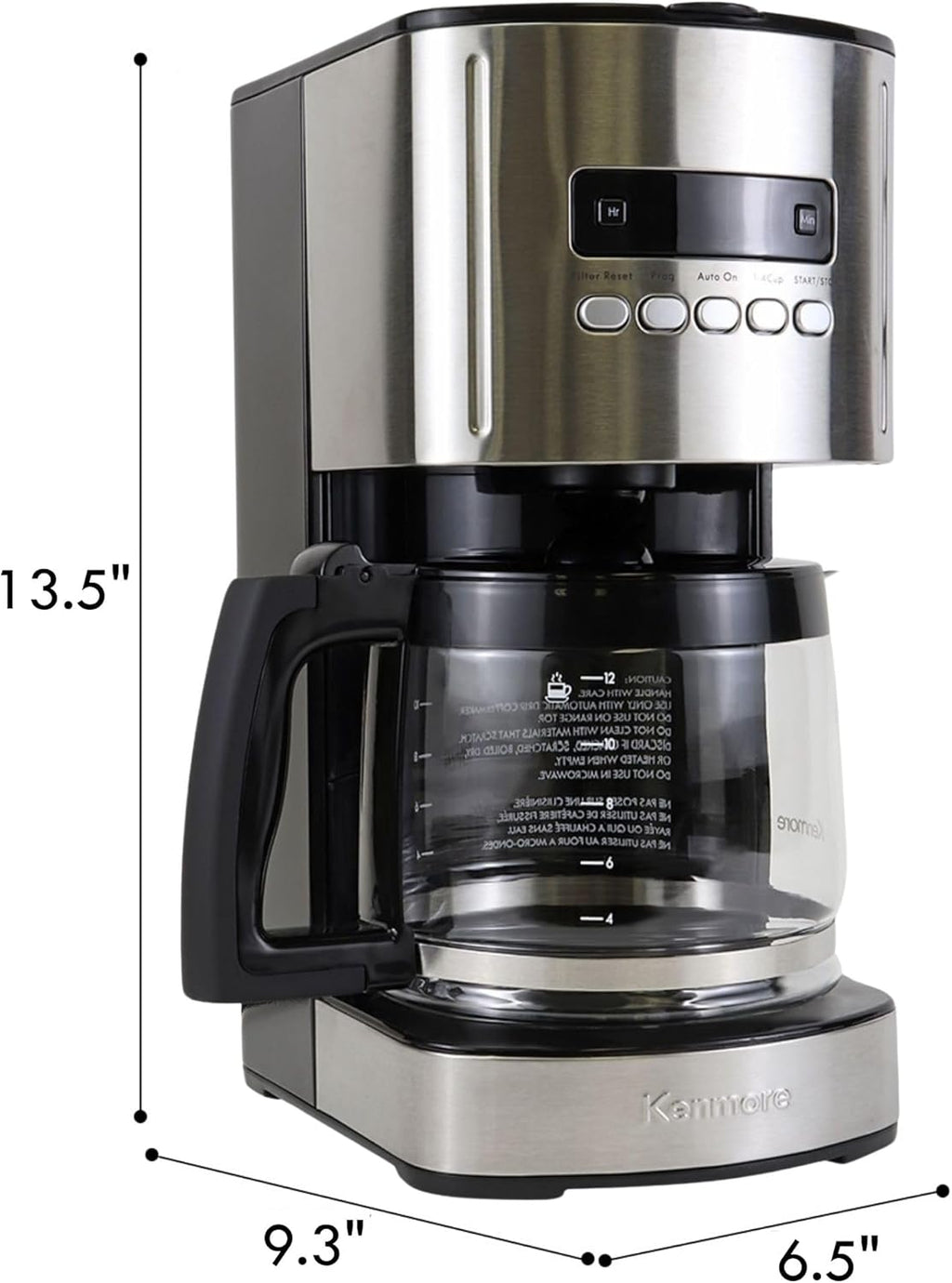 Kenmore Drip Coffee Maker - 12 Cup Programmable Cafe Machine With Glass Pot, Regular & Bold Brew, Auto Shut Off Large Water Reservoir, Reusable Filter, Kitchen Appliances For Cafeteria Barista, Black