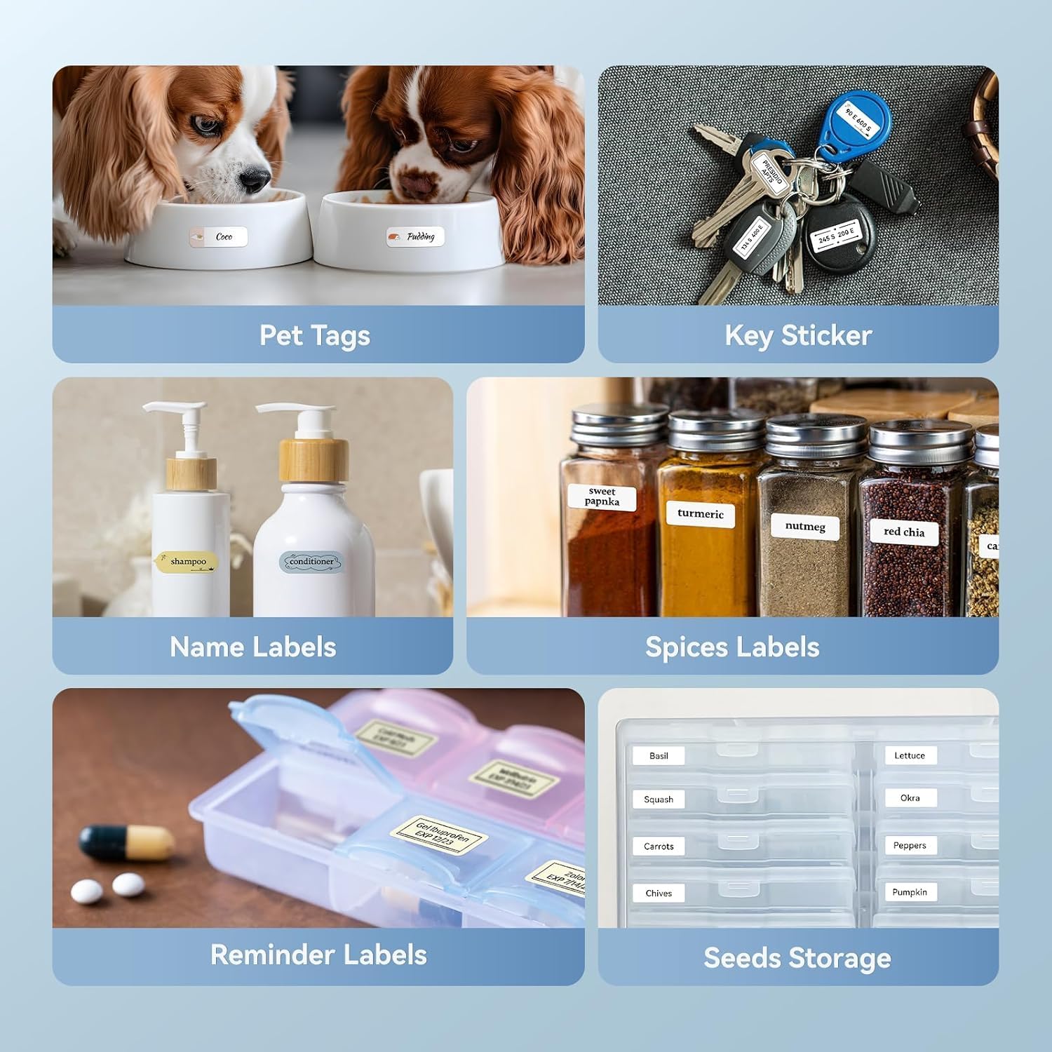 DEEPIN Label Maker Machine Portable Bluetooth Label Maker with Tape, Thermal Label Printer Multiple Templates for Phone, Mini Label Sticker Printer for Business Office Organization (White)