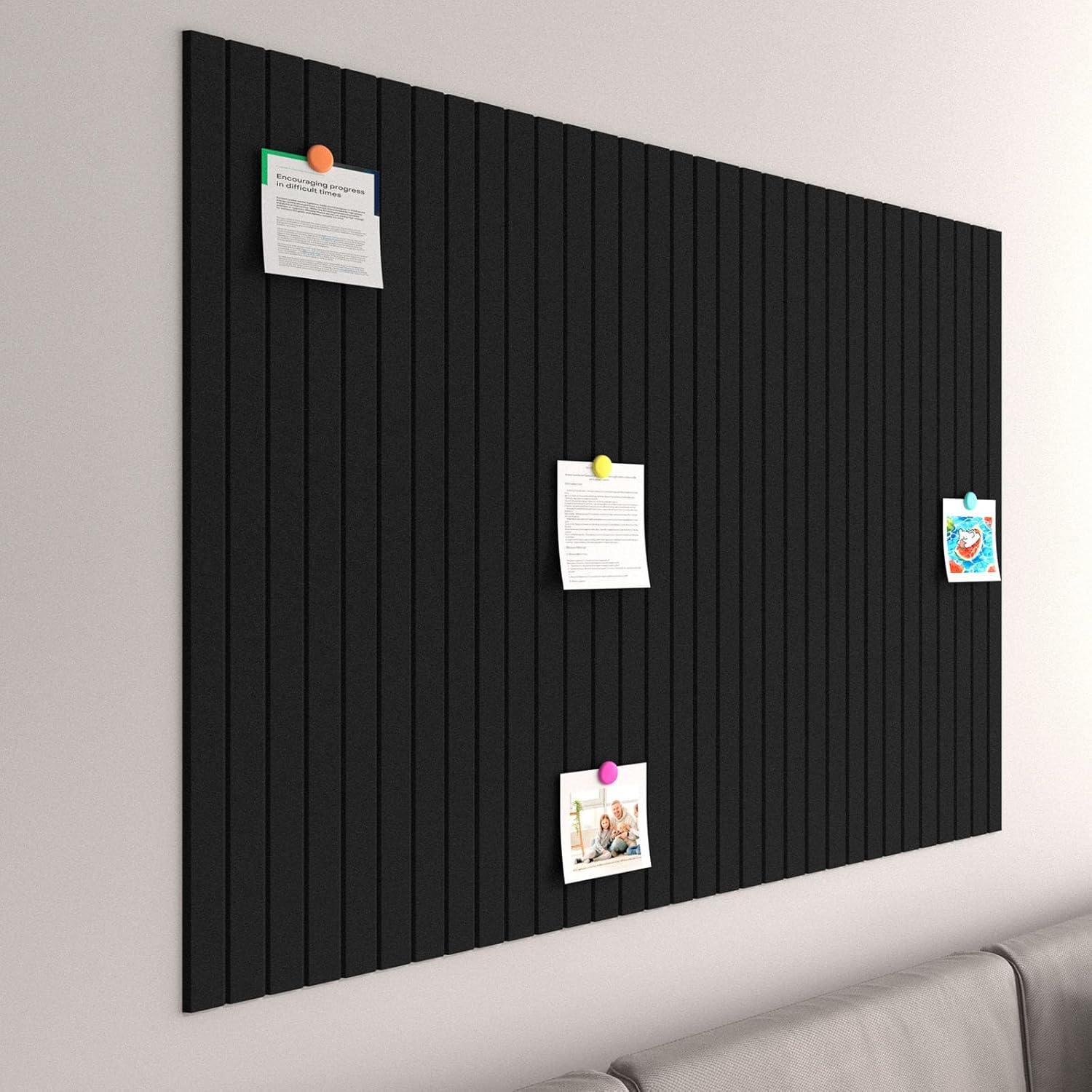 Large Cork Boards for Walls – 48 x 36 Self Adhesive Felt Wall Tiles, Ideal for Office Black Bulletin Board, Easy to Install Pin Board Photo Board