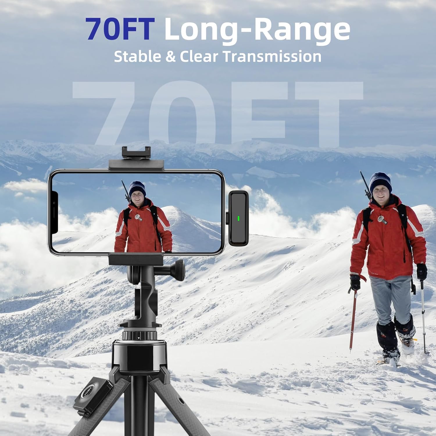 2 Pack Wireless Lavalier Microphone for iPhone 14/13/12 Lapel Mic Lightning Lav Mic with 24 H Charging Case for Video Recording Vlog TikTok Instagram - Noise Reduction 70 FT Transmission