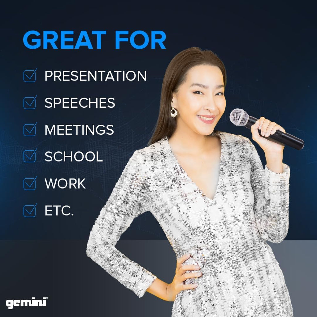 Gemini Sound UHF-01M F3 - Premium Handheld Wireless Microphone with Dynamic Range, Ideal for Stage Performances, Conferences, and Events