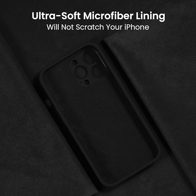 FireNova Designed for iPhone 13 Pro Case, Silicone Upgraded [Camera Protection] Phone Case with [2 Screen Protectors], Soft Anti-Scratch Microfiber Lining Inside, 6.1 inch, Black