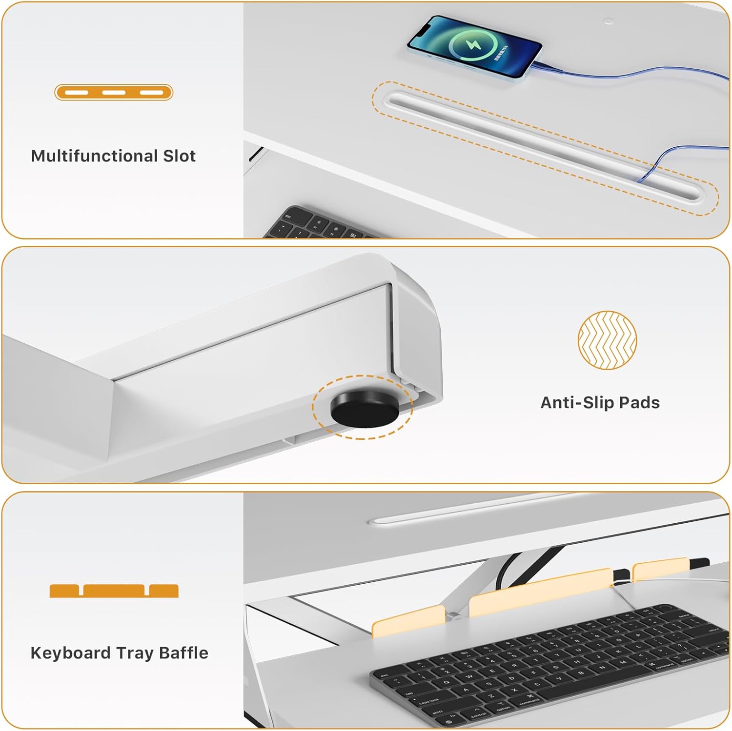 JOY worker Standing Desk Converter, 35" Wide Height Adjustable Sit Stand Up Desk Riser with Keyboard Tray, Desktop Workstation Riser for Home Office Computer Laptop, Particle Board, White