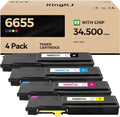 6655 Toner Cartridge Set 4-Pack High Capacity Black Cyan Magenta Yellow Replacement for Xerox 106R02744 106R02745 106R02746 106R02747 Compatible with Xerox WorkCentre 6655 6655i Color Printer Ink Copy