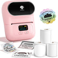 Phomemo M110 Label Printer - Bluetooth Portable Label Maker No Ink, Mini Barcode Label Printer for Retail, Address, Barcode, Home, for PC/Mac, iOS/Android, with 3 Packs Most Used Labels, Baby Pink