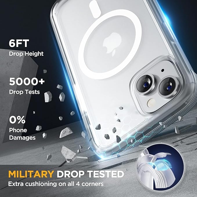 Miracase Magnetic Case for iPhone 13 Mini 5.4 Inch,with MagSafe,Built in Screen Protector,Full Body Protection(Matte Clear)