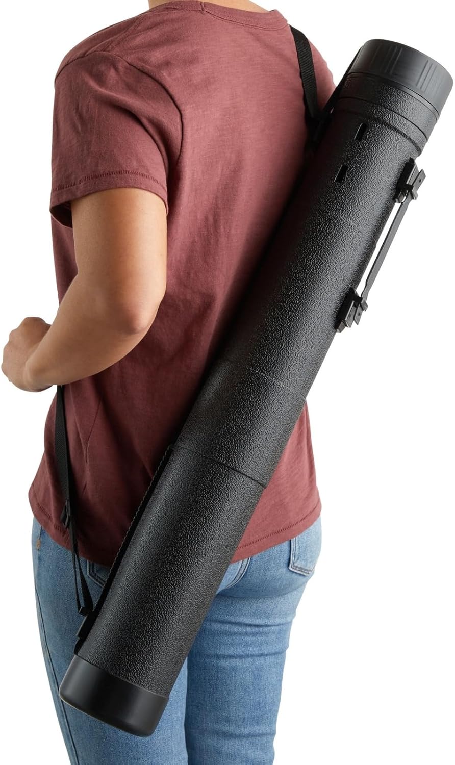 Juvale Storage Tube - 30-49 in Extendable, 5 in, Black - For Posters, Blueprints & Maps - Art Storage & Poster Tube Holder with Strap