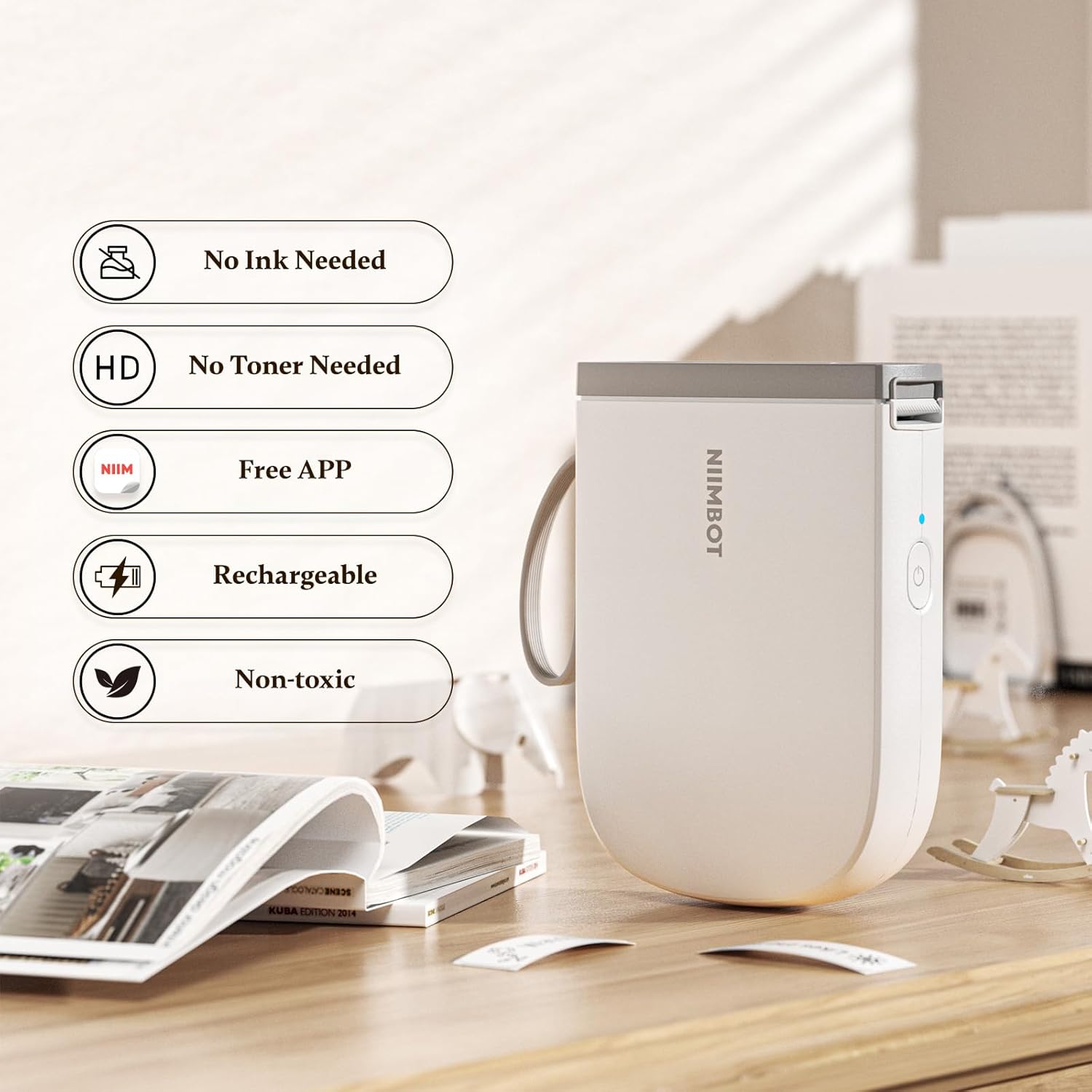 NIIMBOT D11 Bluetooth Label Maker 300 DPI Portable Label Printer with 3Rolls Labels