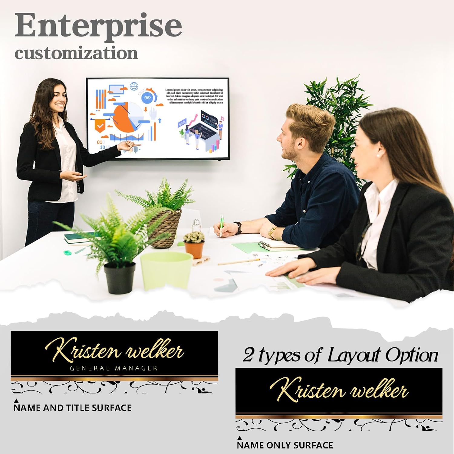 Personalized Name Plate for Desk - Custom Engraved Name Plates for Man - Boss Day Gifts for Boss - Acrylic Office Decor Appreciation Gifts for Teacher Nurse Coworker Social Worker (Black)