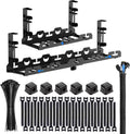 Under Desk Cable Management Tray Black Extendable 15.7"- 29.1" Metal Large Capacity Cable Management Kit No Drill Cable Management Box Cord Organizer for Desk Wire Management Cable Basket