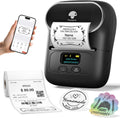 Phomemo Label Printer M110 Upgraded Label Maker Bluetooth No Ink Portable for Small Business, Address, Office, Home for Phone; for PC/Mac(USB), with 100 Labels, Ebony Black
